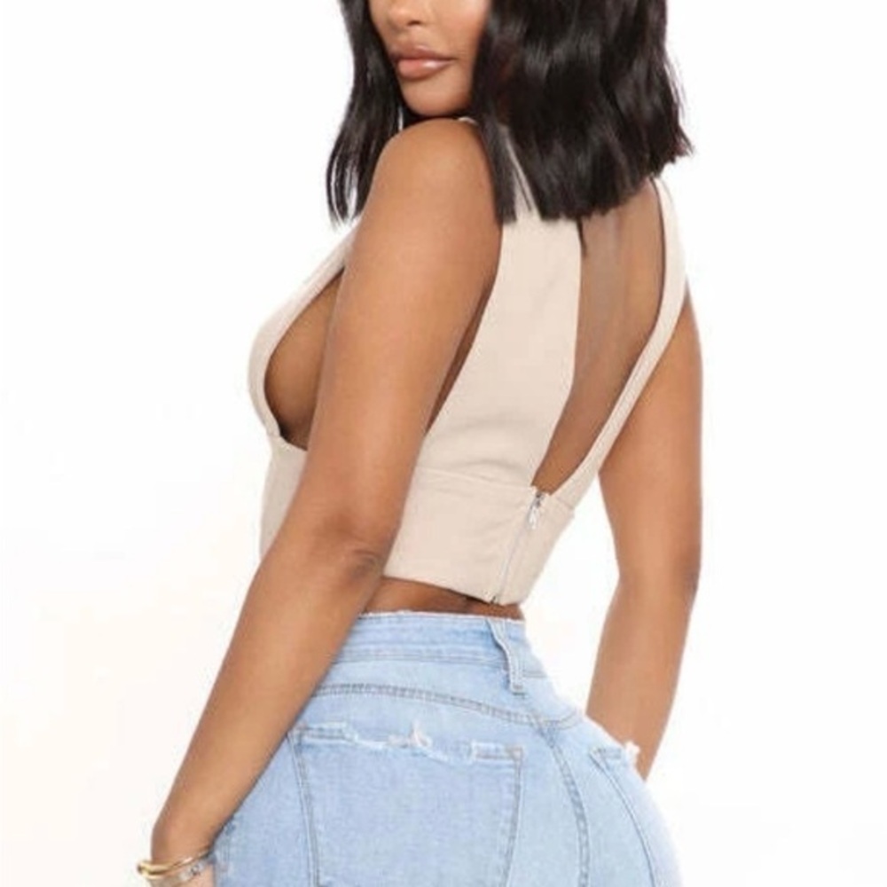 Fashion Nova Playing With Feelings Crop Top Taupe Large NWOT
